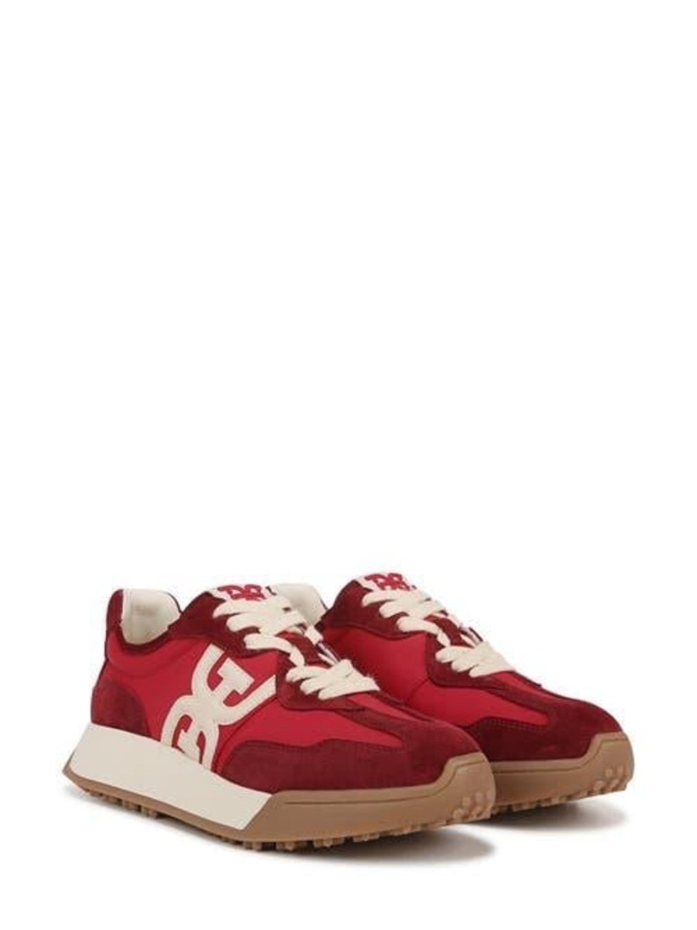 SAM EDELMAN LANGLEY LACE UP SNEAKERS IN DEEP SCARLET RED SUEDE 7 - Picture 4 of 11
